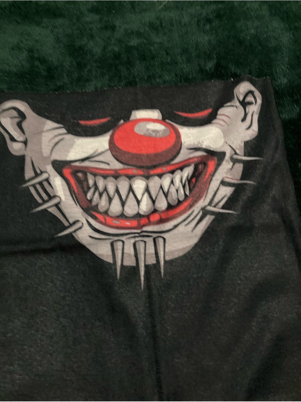 Graphic Clown Face Gaiter Tee Neck Scarf Black with Red and White Design NWT OS